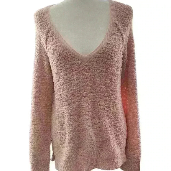 Sanctuary Popcorn Knit Pink V-Neck Sweater Size Medium​ - Picture 1 of 7